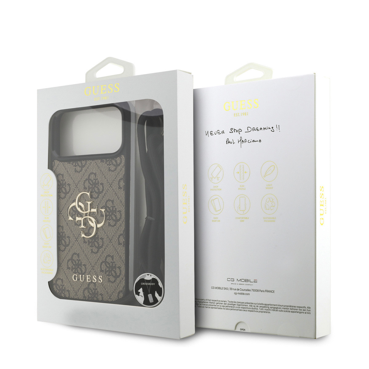 GUESS iPhone 17 Pro Max hoesje - Crossbody 4G Big Logo - Cord Strap - Bruin - detail 6