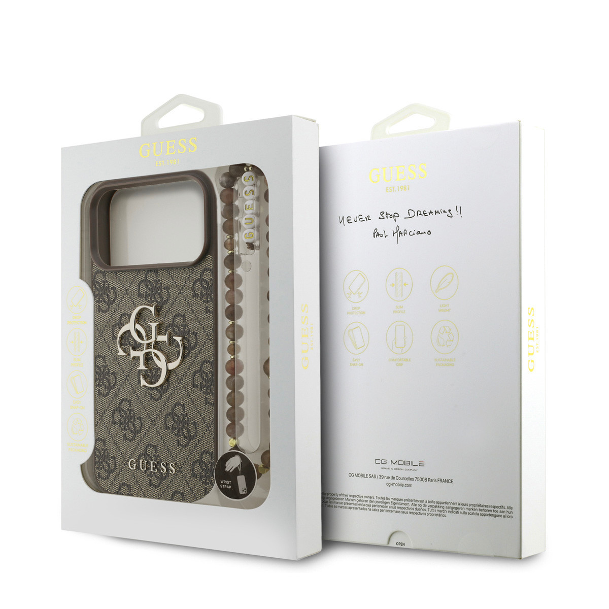 GUESS iPhone 17 Pro Max hoesje - 4G With Pearl Strap - Big Metal Logo - Bruin - detail 11