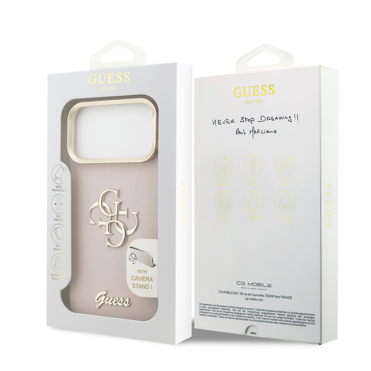 GUESS iPhone 17 Pro Max hoesje - HC Grained PU Big 4G & Stand Camera - Roze - detail 7