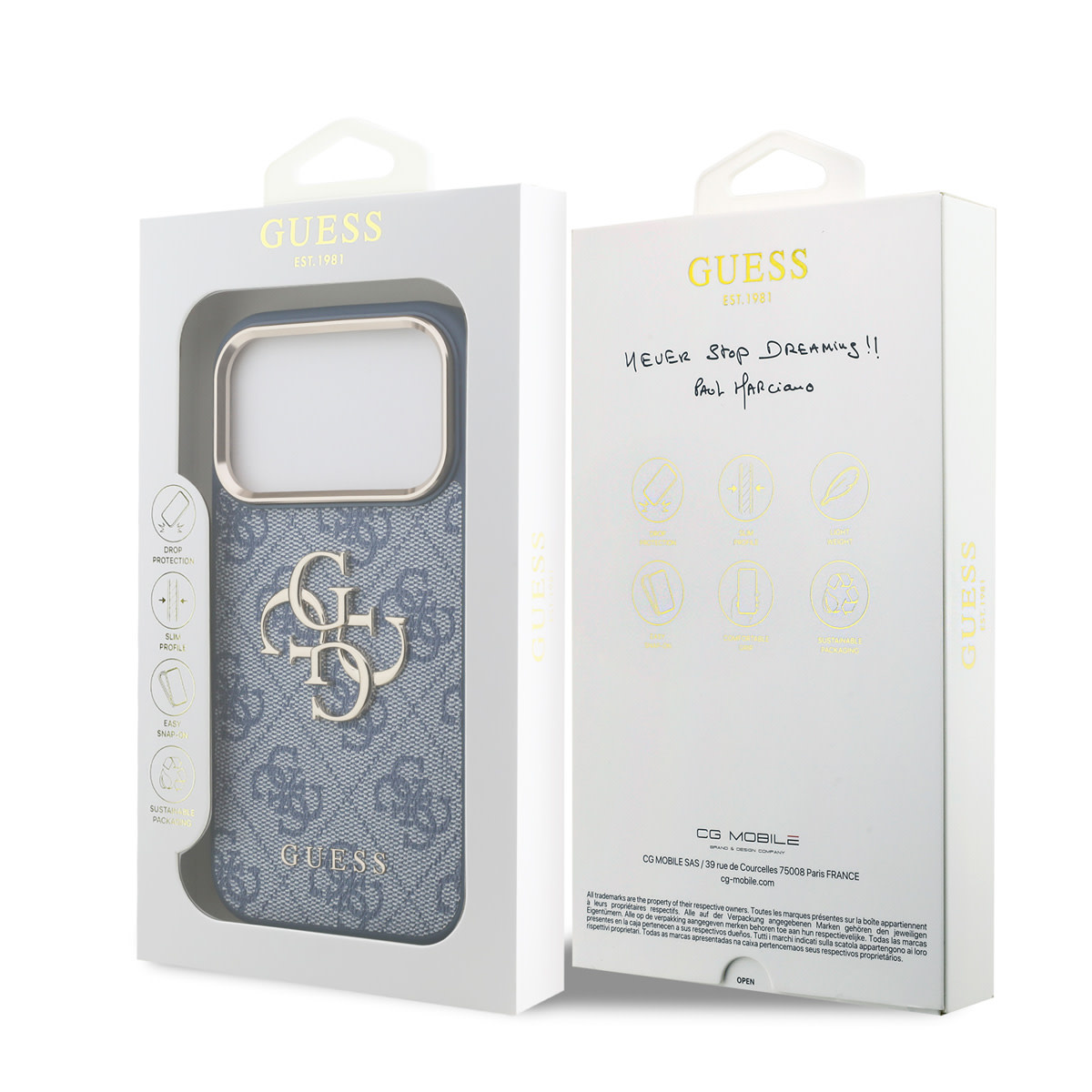 GUESS iPhone 18 Pro hoesje - HC 4G PU With Big 4G Classic Logo GD - Blauw - detail 7