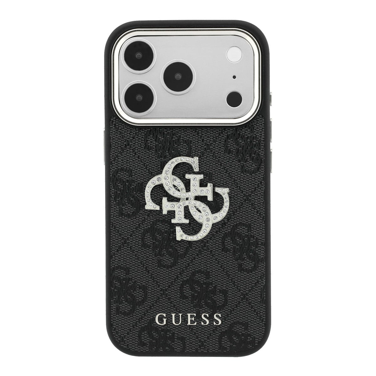 GUESS iPhone 18 Pro Case hard shell - 4G - PU - large rhinestone logo Zwart - detail 1