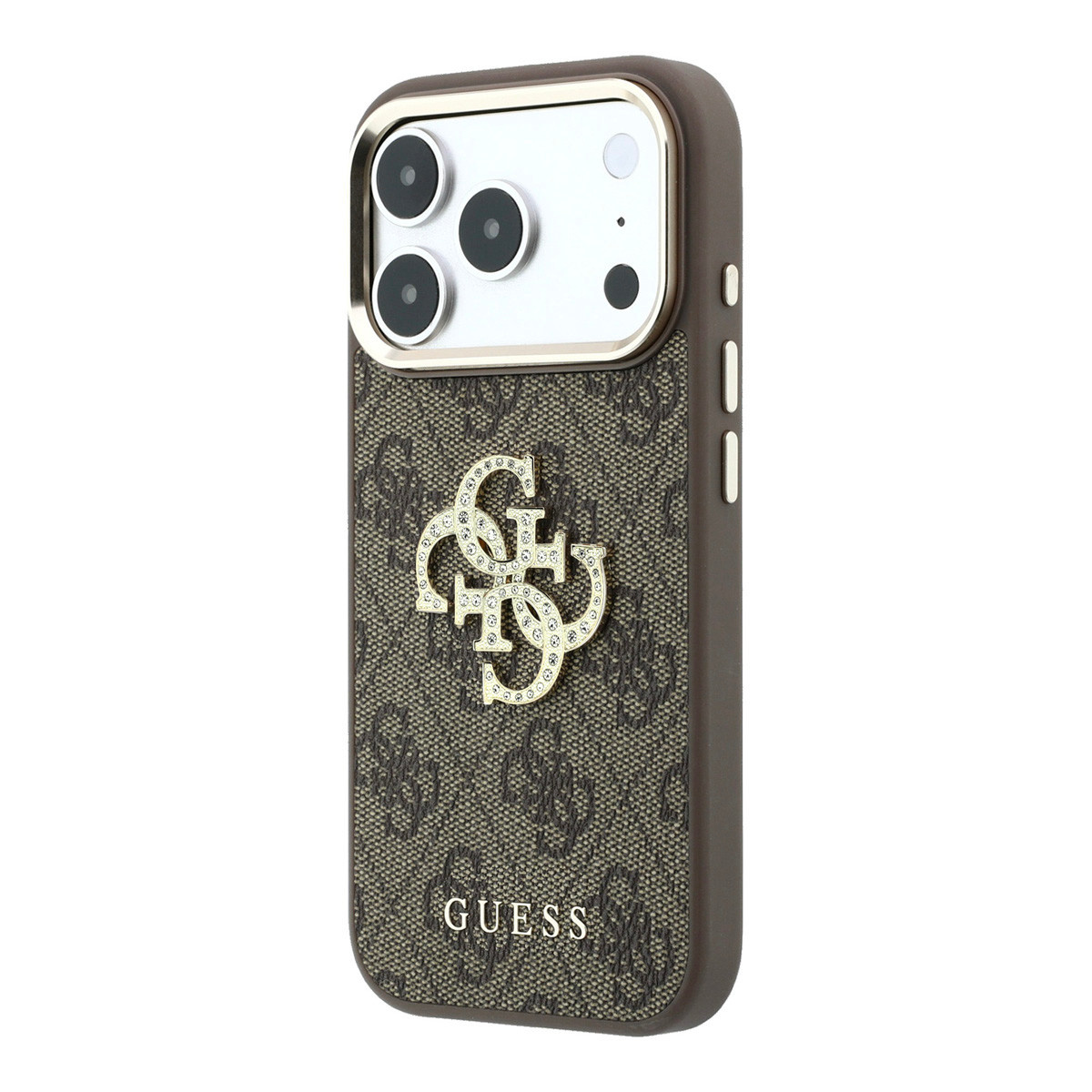 GUESS iPhone 18 Pro Case hard shell - 4G - PU - large rhinestone logo Bruin - detail 4