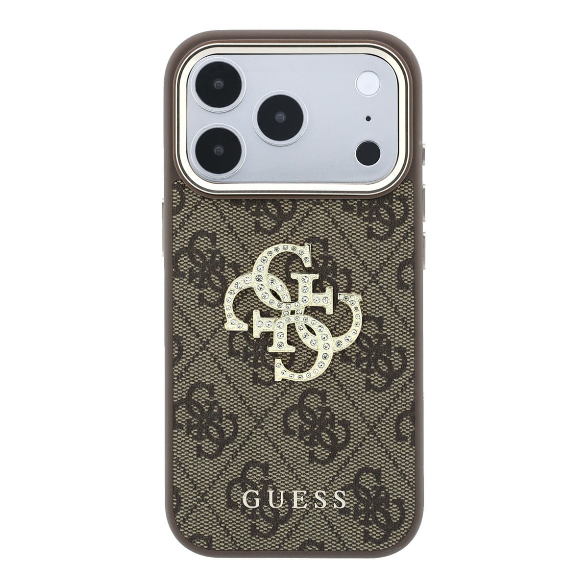 GUESS iPhone 18 Pro Case hard shell - 4G - PU - large rhinestone logo Bruin - detail 1