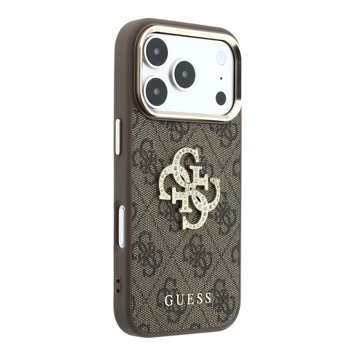 GUESS iPhone 18 Pro Case hard shell - 4G - PU - large rhinestone logo Bruin - detail 2