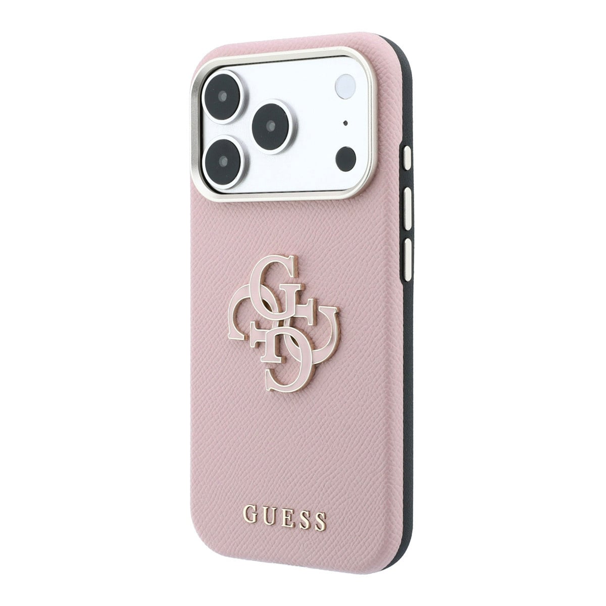 GUESS iPhone 18 Pro Case hard shell - SW - grained PU - large resin logo Roze - detail 2