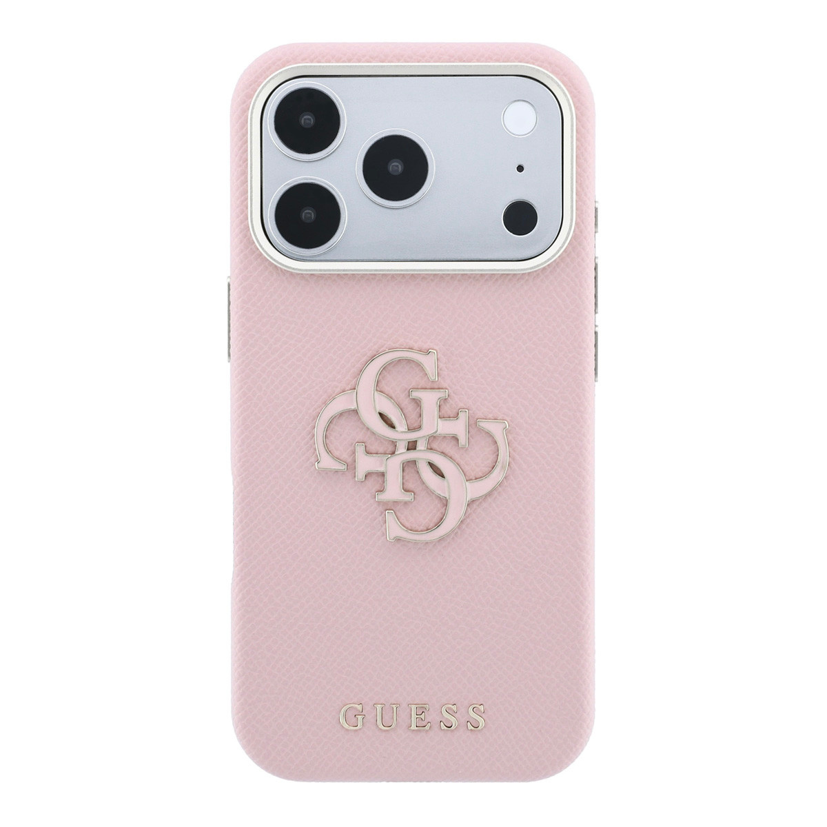 GUESS iPhone 18 Pro Case hard shell - SW - grained PU - large resin logo Roze - detail 3