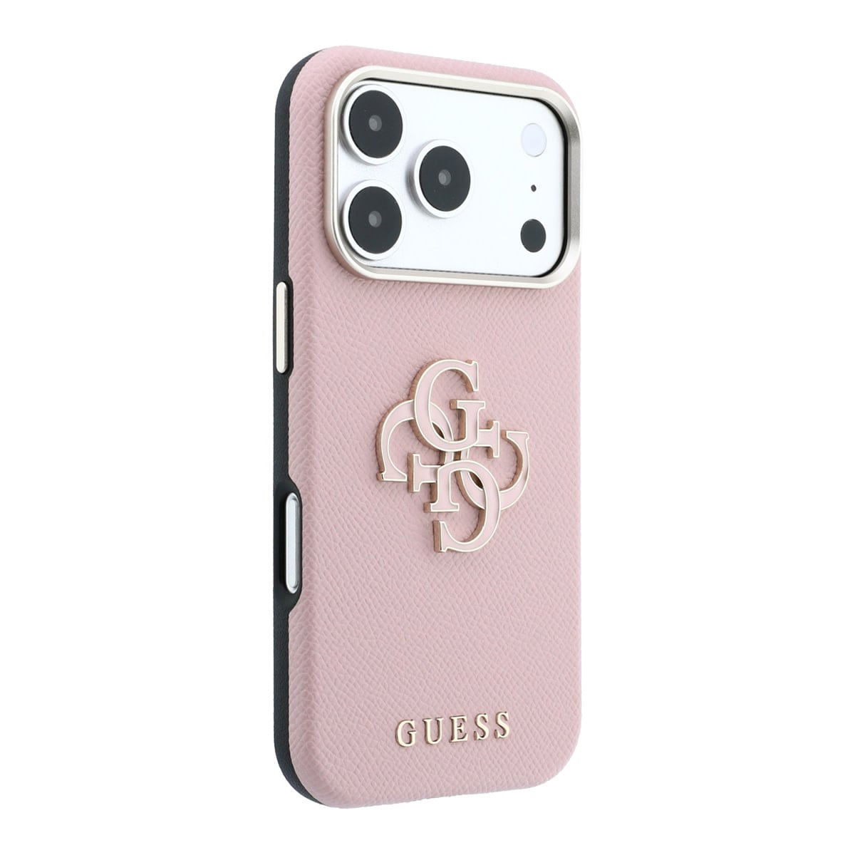 GUESS iPhone 18 Pro Case hard shell - SW - grained PU - large resin logo Roze - detail 1