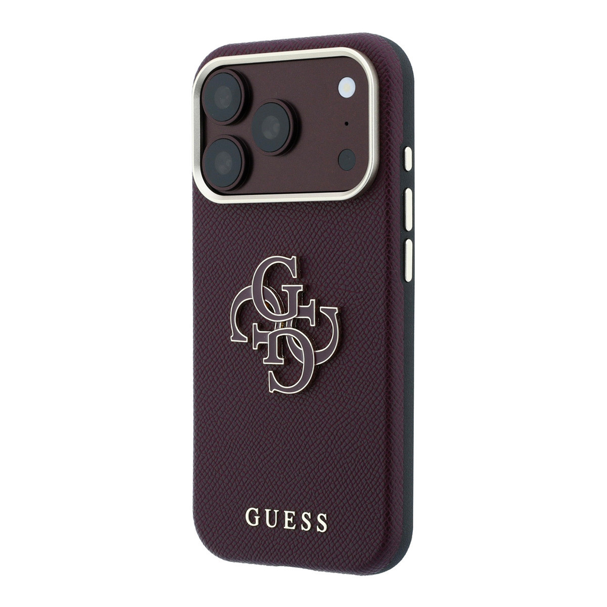 GUESS iPhone 18 Pro hoesje - generfd PU - large resin logo Bordeauxrood - detail 1