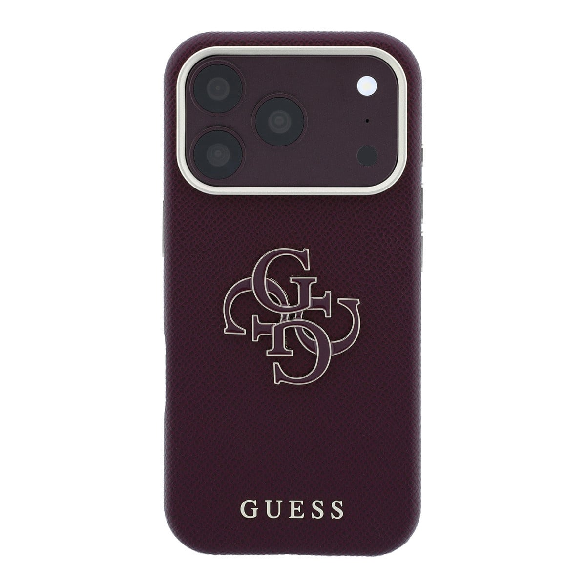 GUESS iPhone 18 Pro hoesje - generfd PU - large resin logo Bordeauxrood - detail 2