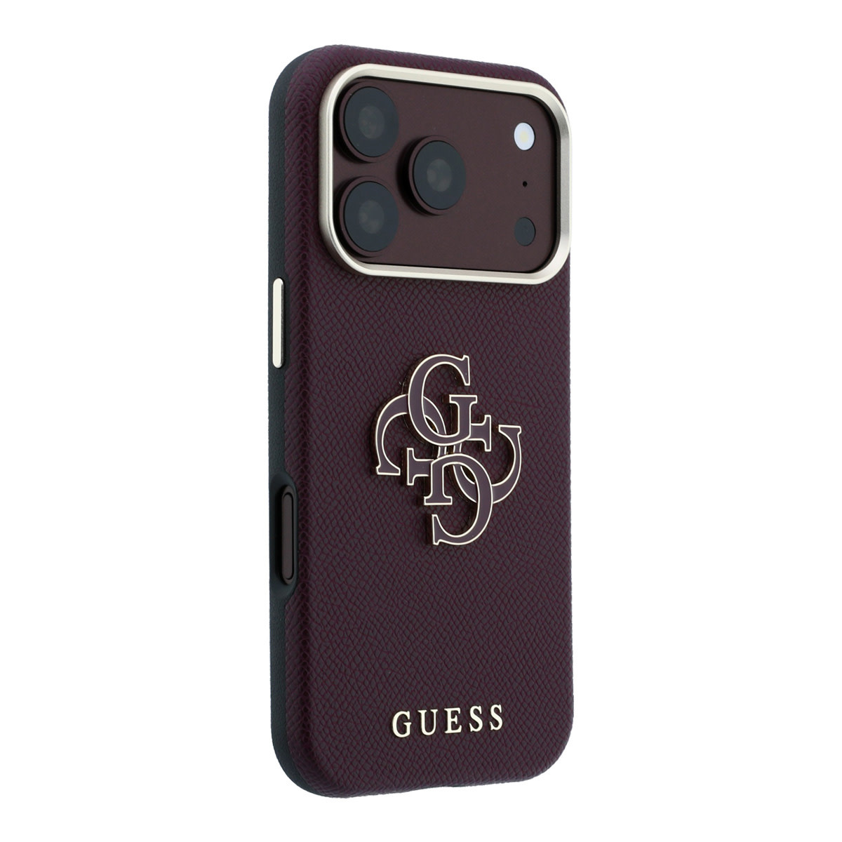 GUESS iPhone 18 Pro hoesje - generfd PU - large resin logo Bordeauxrood - detail 3