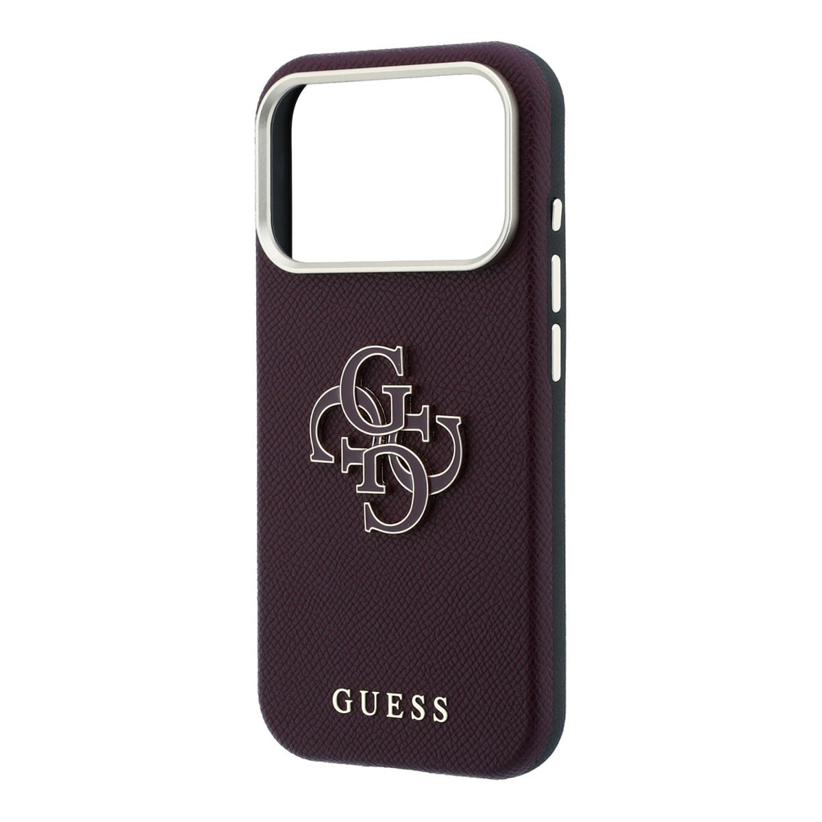 GUESS iPhone 18 Pro hoesje - generfd PU - large resin logo Bordeauxrood - detail 4
