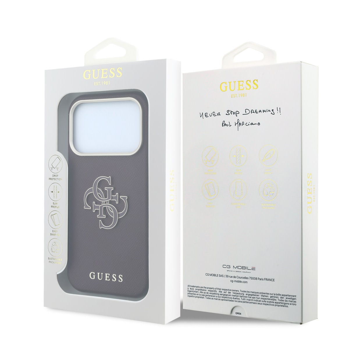 GUESS iPhone 18 Pro hoesje - generfd PU - large resin logo Bordeauxrood - detail 7