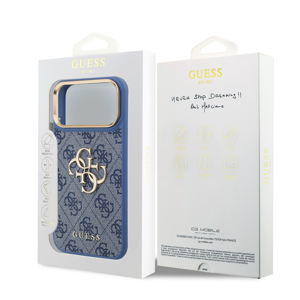 GUESS iPhone 18 Pro Max hoesje - HC 4G PU With Big 4G Classic Logo GD - Blauw - detail 7