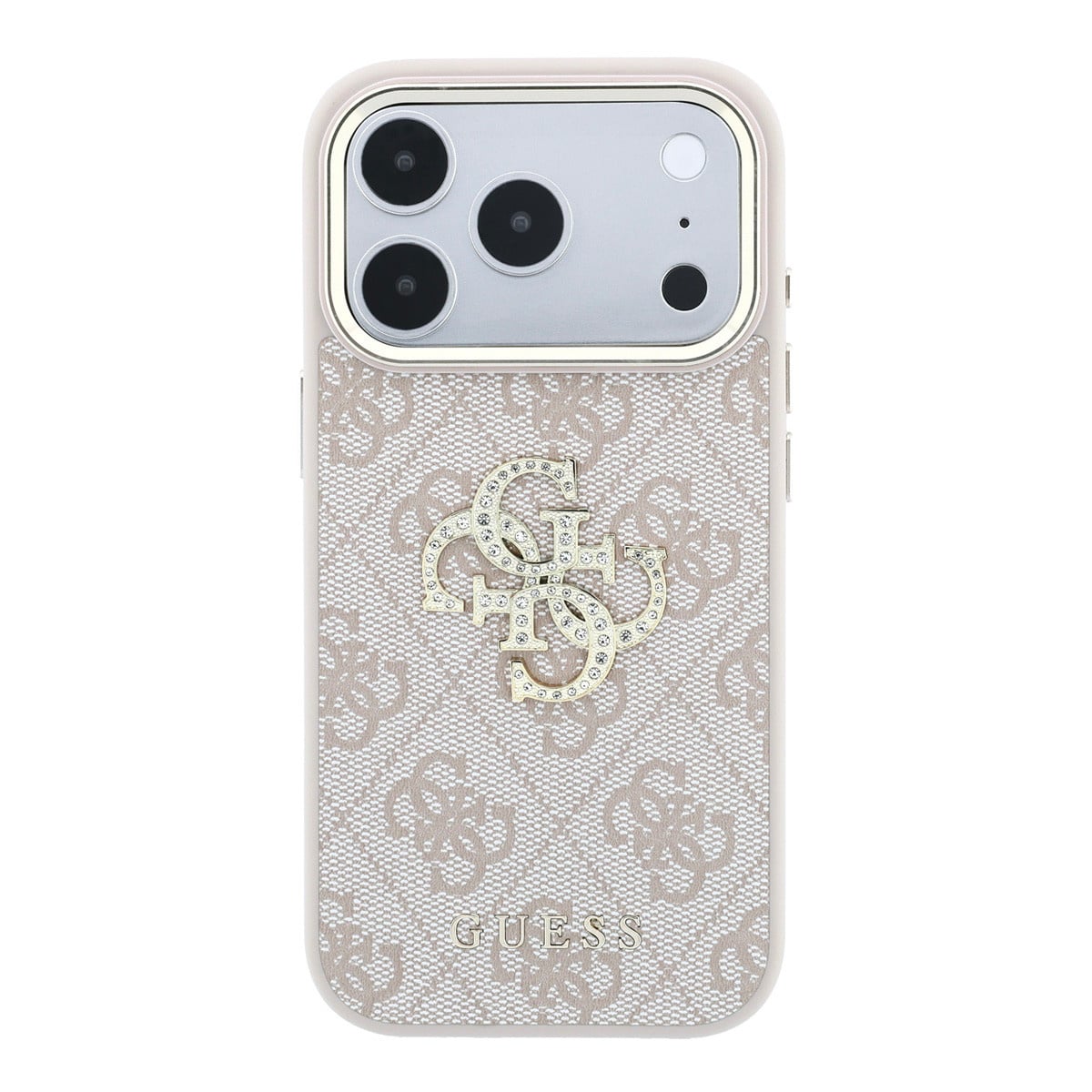 GUESS iPhone 18 Pro Max Case hard shell - 4G - PU - large rhinestone logo Roze - detail 1