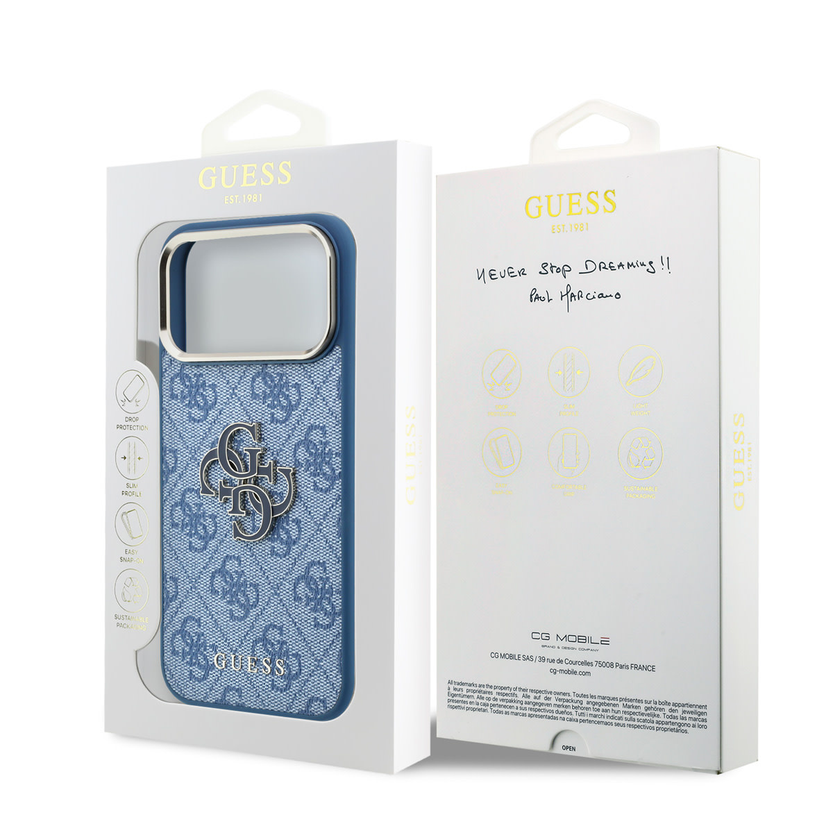 GUESS iPhone 18 Pro Max hoesje - HC 4G PU & Big Resin Logo - Lichtblauw - detail 7