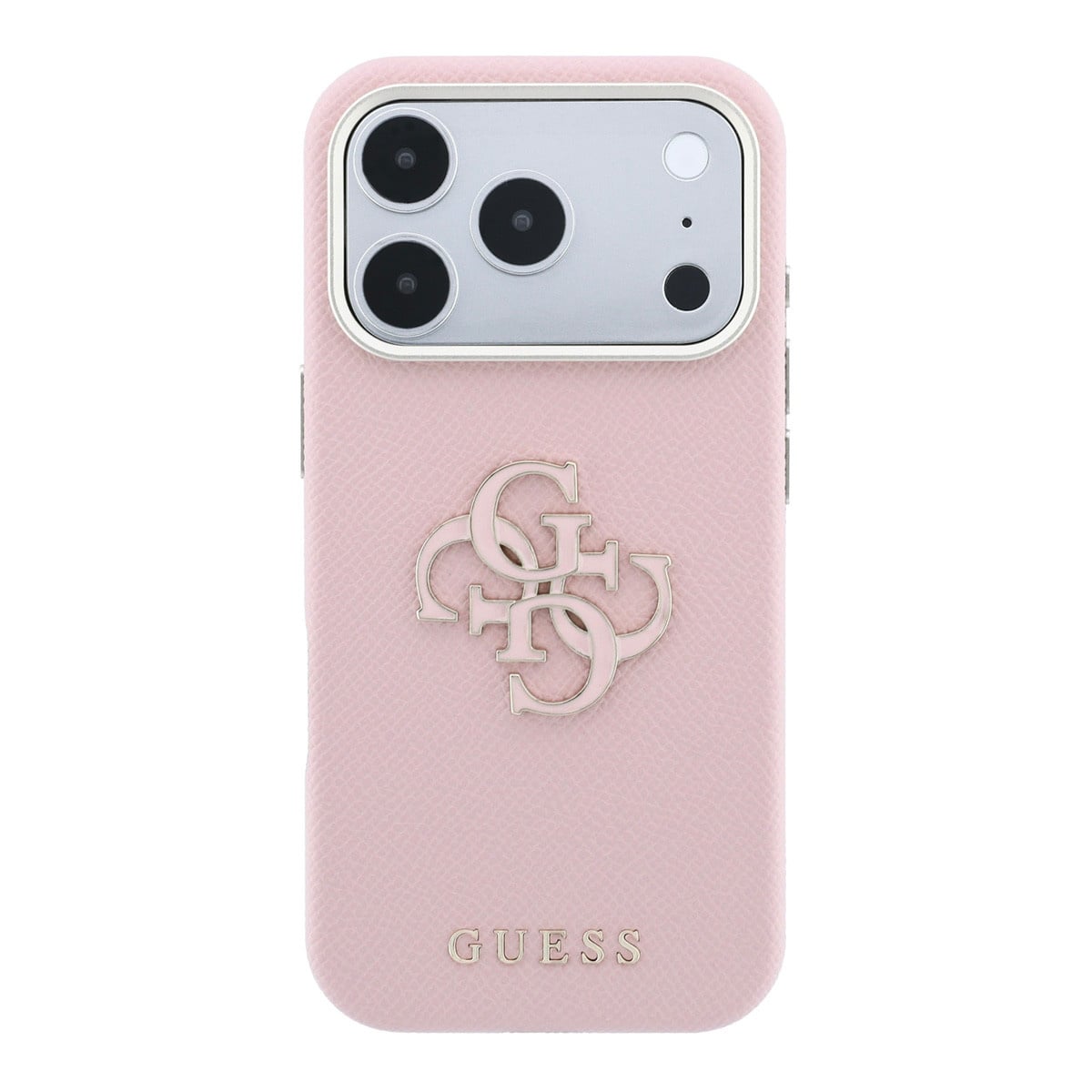 GUESS iPhone 18 Pro Max Case hard shell - SW - grained PU - large resin logo Roze - detail 3