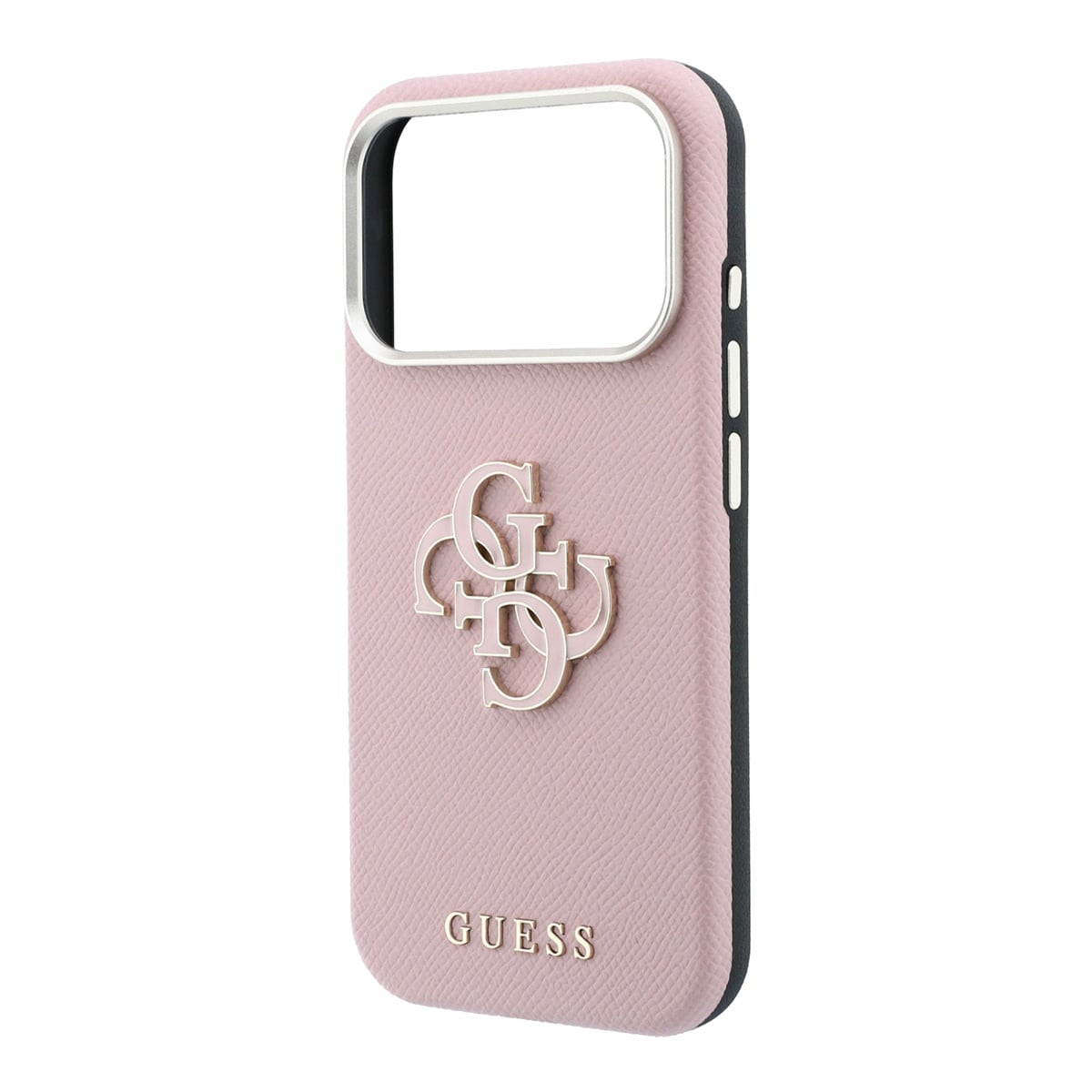 GUESS iPhone 18 Pro Max Case hard shell - SW - grained PU - large resin logo Roze - detail 4
