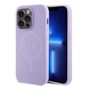GUESS iPhone 14 Pro hoesje Saffiano - Paars - productfoto