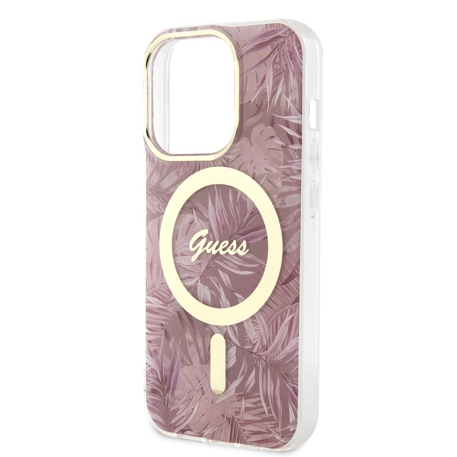 GUESS iPhone 15 Pro hoesje - Magsafe - Jungle Pattern - Roze - detail 5
