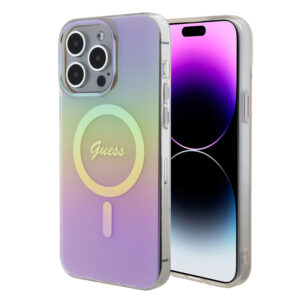 GUESS iPhone 15 Pro hoesje Magsafe iridescent - Roze - productfoto