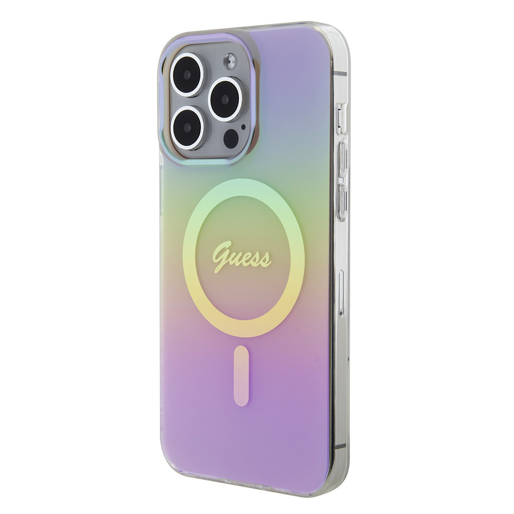 GUESS iPhone 15 Pro hoesje Magsafe iridescent - Roze - detail 1