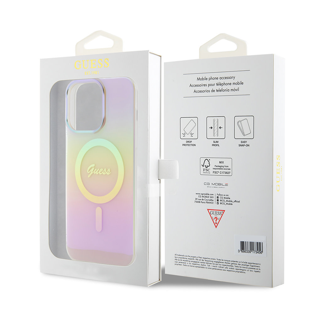 GUESS iPhone 15 Pro hoesje Magsafe iridescent - Roze - detail 7