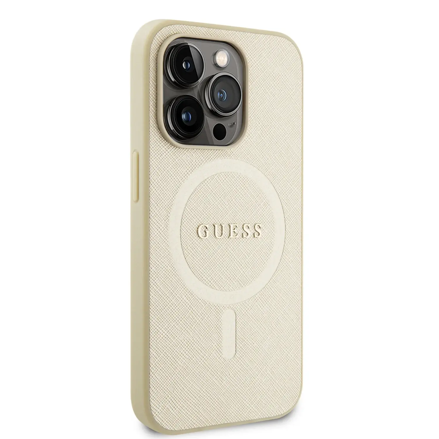 GUESS iPhone 15 Pro hoesje Saffiano - Beige - detail 2