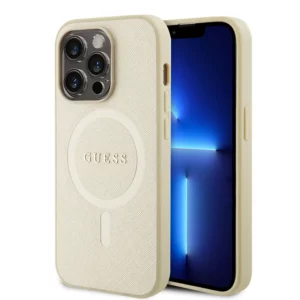 GUESS iPhone 15 Pro hoesje Saffiano - Beige - productfoto