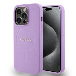 GUESS iPhone 15 Pro hoesje Saffiano - Paars - productfoto