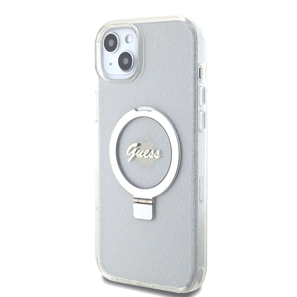 GUESS iPhone 15 Plus & 14 Plus hoesje Magsafe script logo - Transparant - detail 1