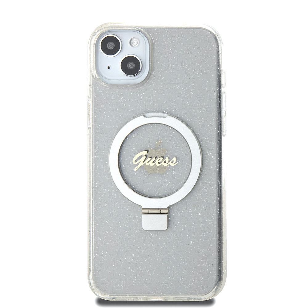 GUESS iPhone 15 Plus & 14 Plus hoesje Magsafe script logo - Transparant - detail 2