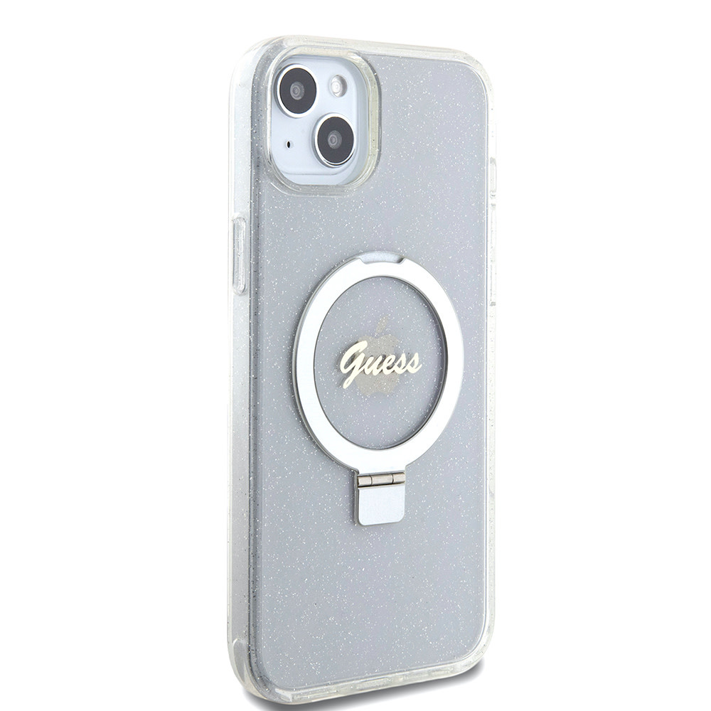GUESS iPhone 15 Plus & 14 Plus hoesje Magsafe script logo - Transparant - detail 3