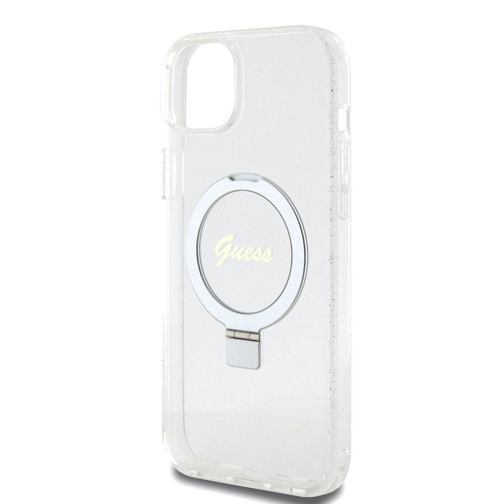 GUESS iPhone 15 Plus & 14 Plus hoesje Magsafe script logo - Transparant - detail 5