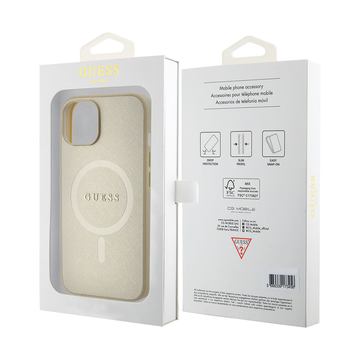 GUESS iPhone 15 Plus hoesje Saffiano - Beige - detail 7
