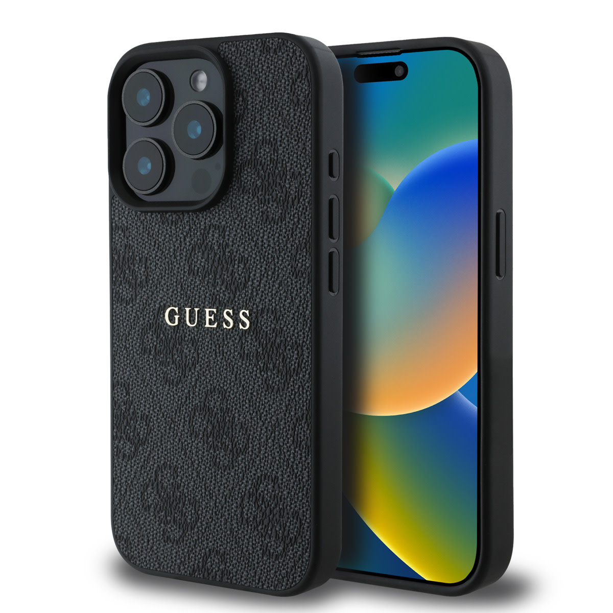 GUESS iPhone 15 Pro Max hoesje - MagSafe - 4G Classic Metal Logo - Zwart - detail 1