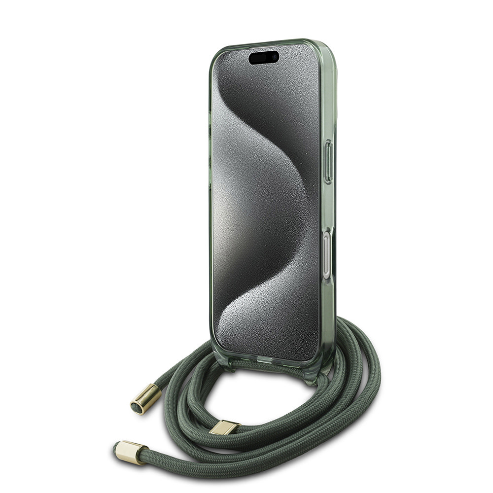 GUESS iPhone 16 Pro hoesje Magsafe IML crossbody cord - Groen - detail 5