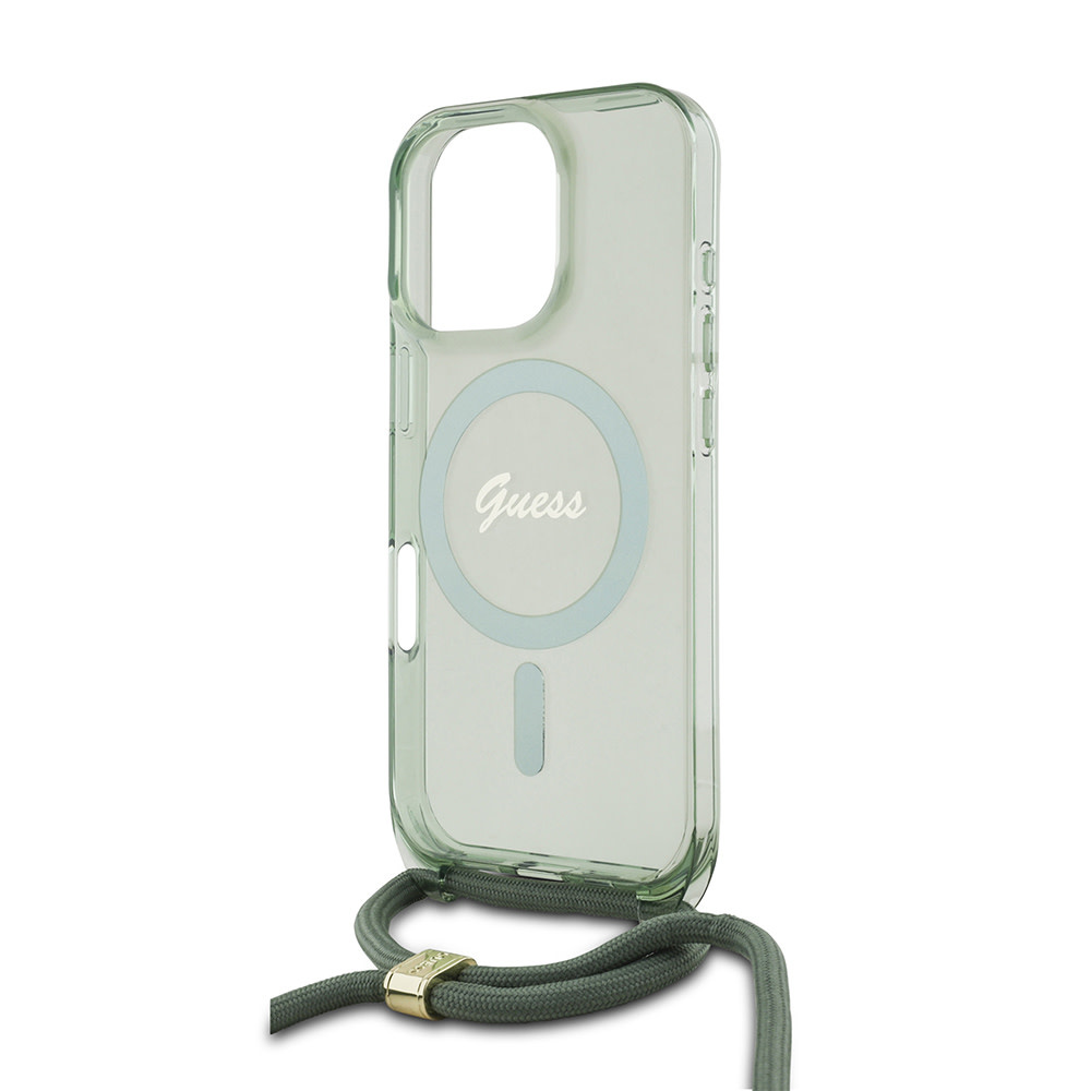 GUESS iPhone 16 Pro hoesje Magsafe IML crossbody cord - Groen - detail 3