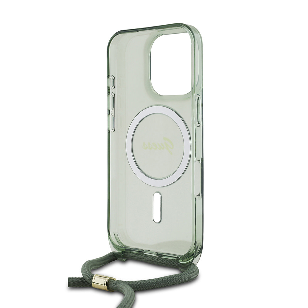 GUESS iPhone 16 Pro hoesje Magsafe IML crossbody cord - Groen - detail 4