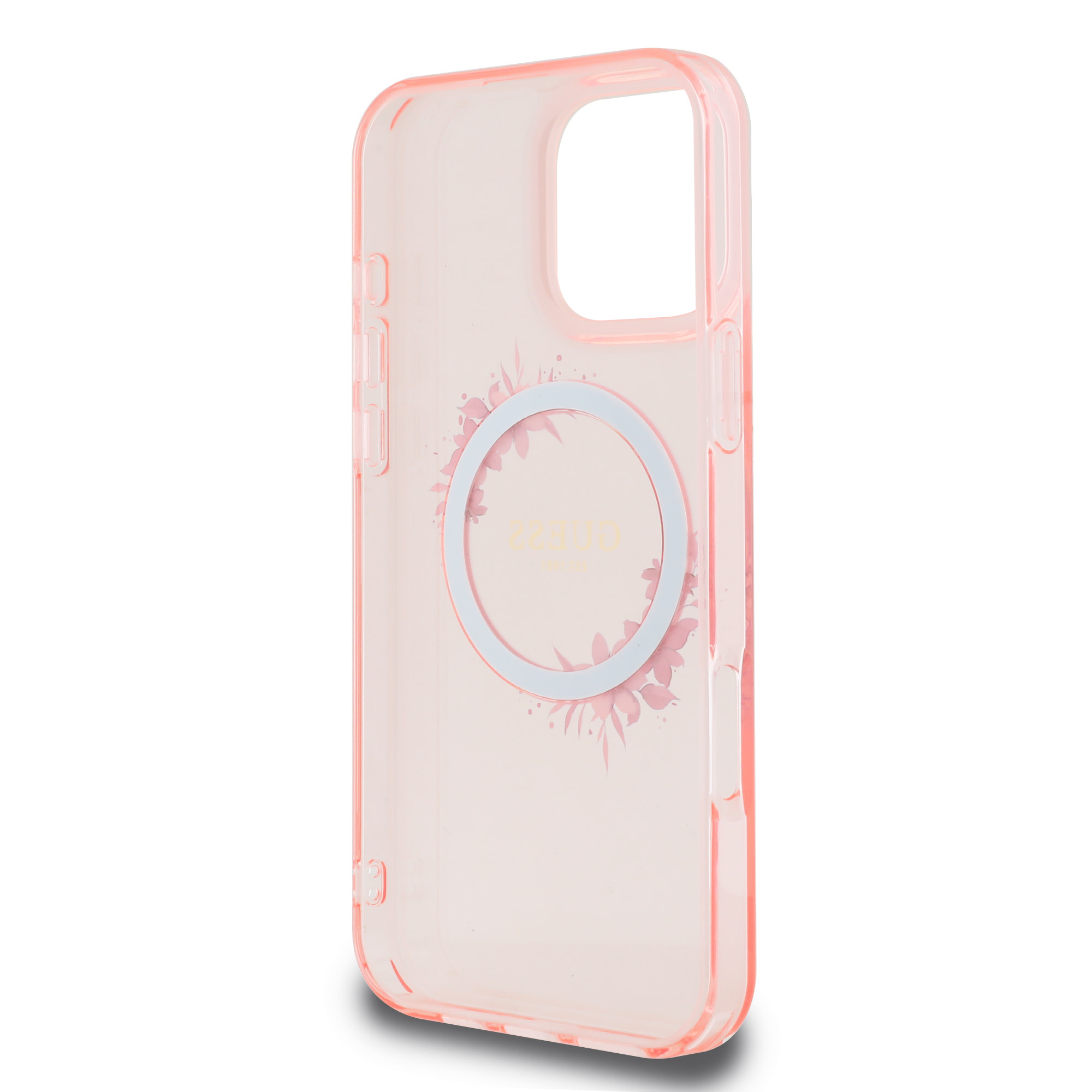 GUESS iPhone 16 Pro hoesje Magsafe IML flowers wreath - Roze - detail 6