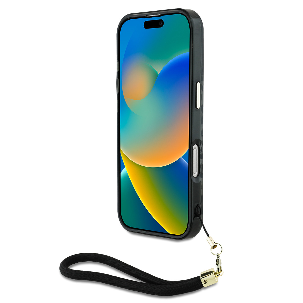 GUESS iPhone 16 Pro hoesje - Magsafe - Leopard print with Nylon strap - Zwart - detail 5