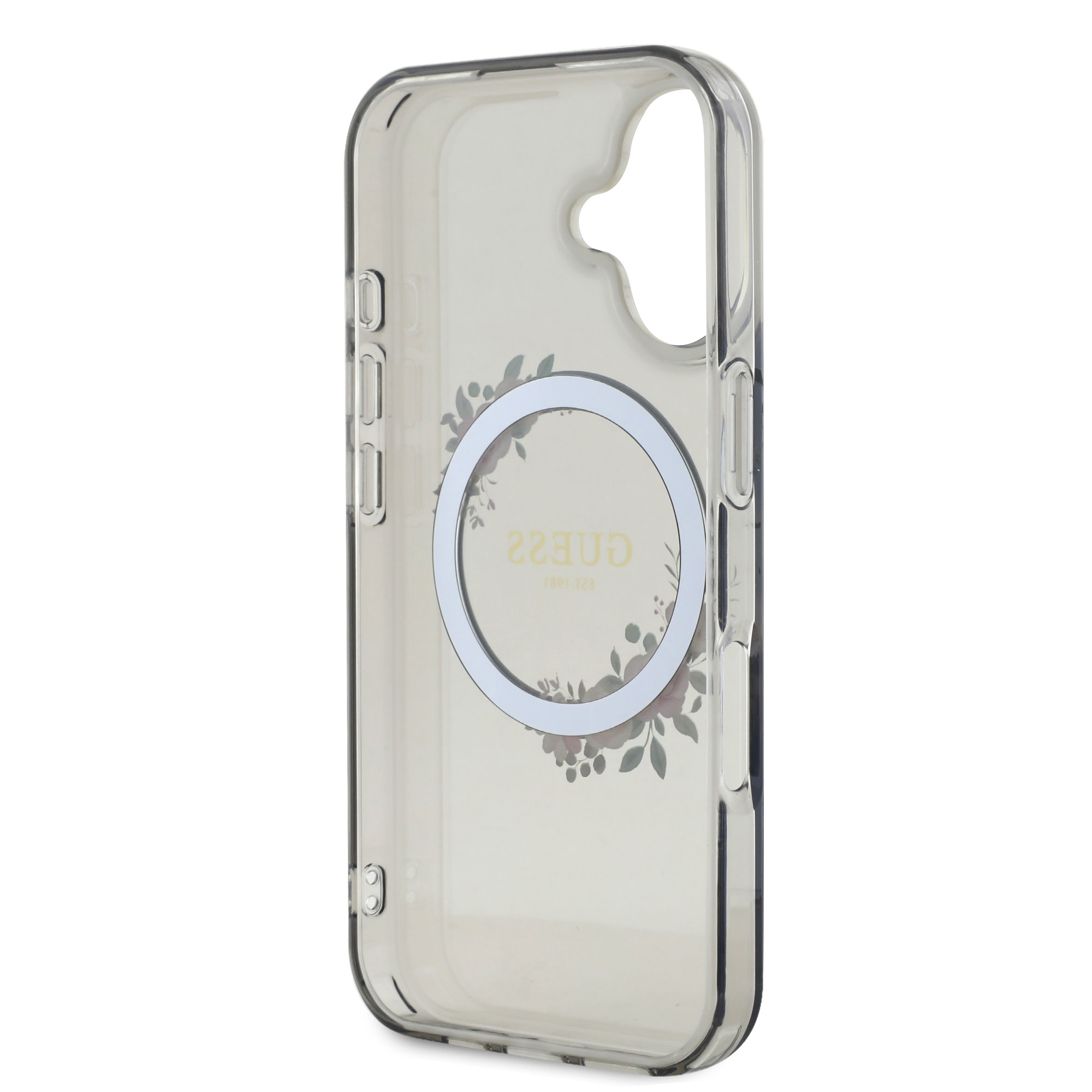 GUESS iPhone 16 hoesje Magsafe IML flowers wreath - Zwart - detail 6