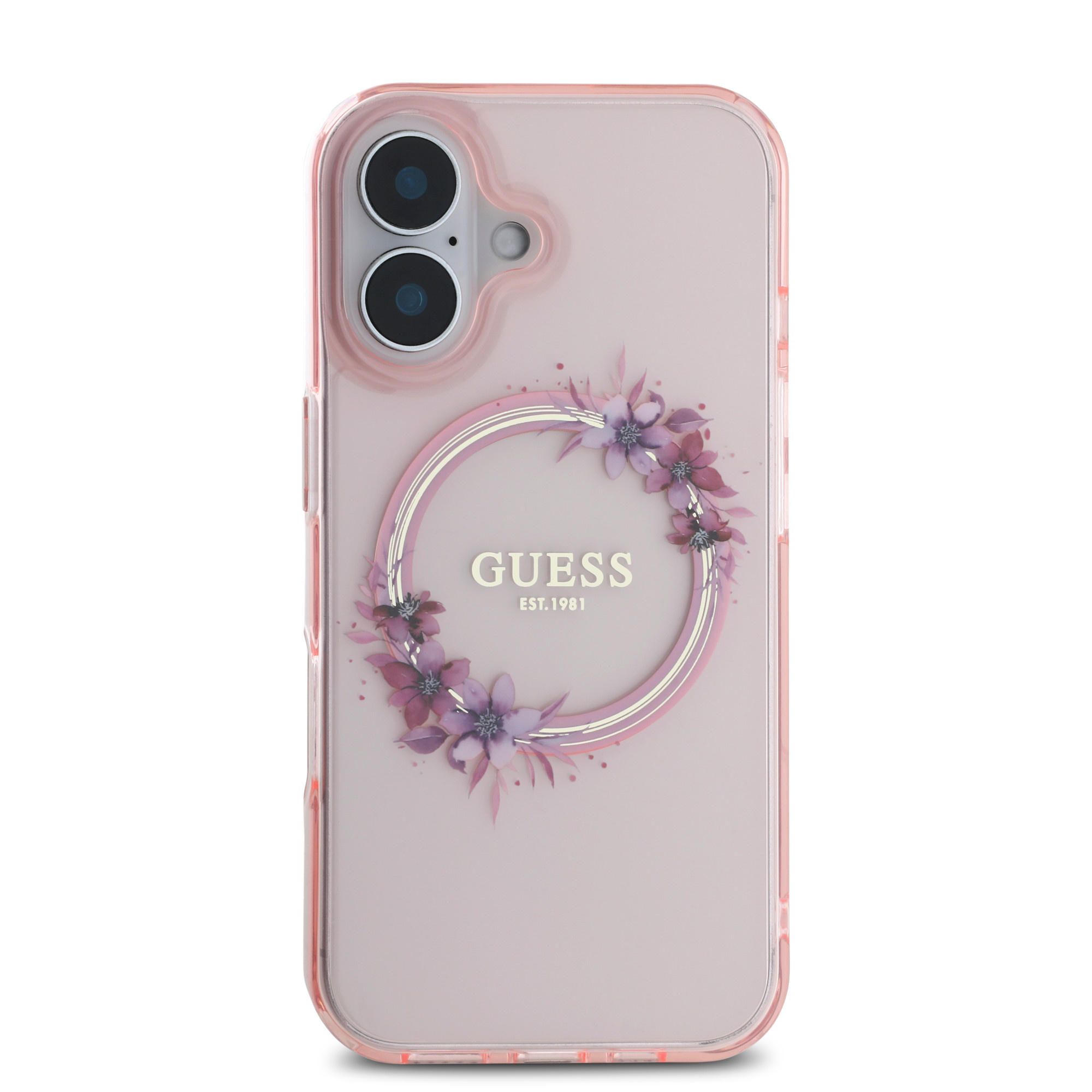 GUESS iPhone 16 hoesje Magsafe IML Flowers - Roze - detail 2