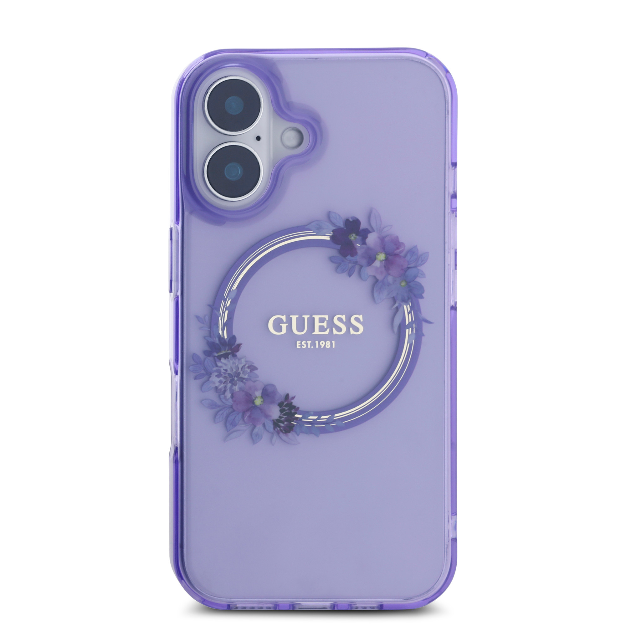 GUESS iPhone 16 hoesje Magsafe IML Flowers - Paars - detail 2