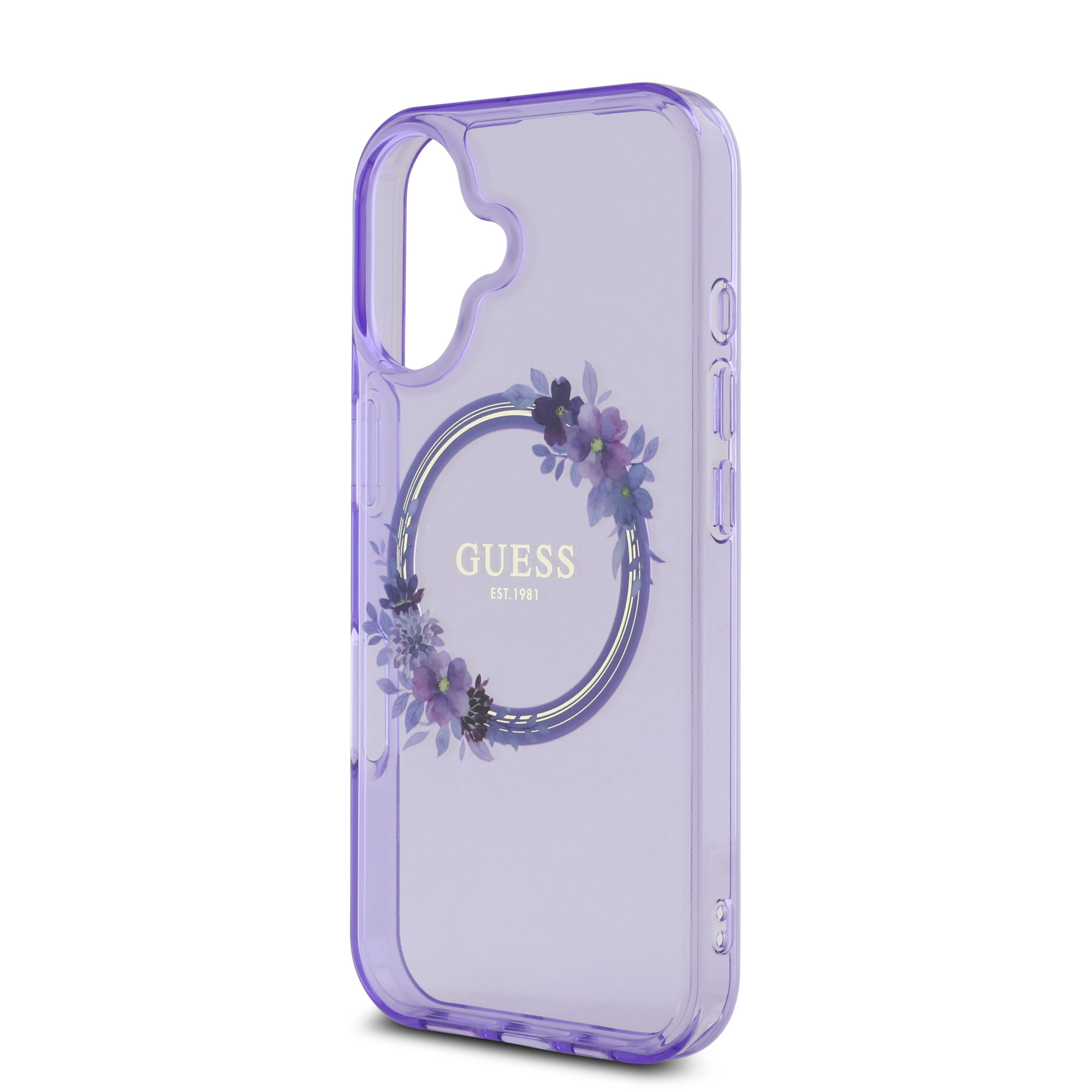GUESS iPhone 16 hoesje Magsafe IML Flowers - Paars - detail 3