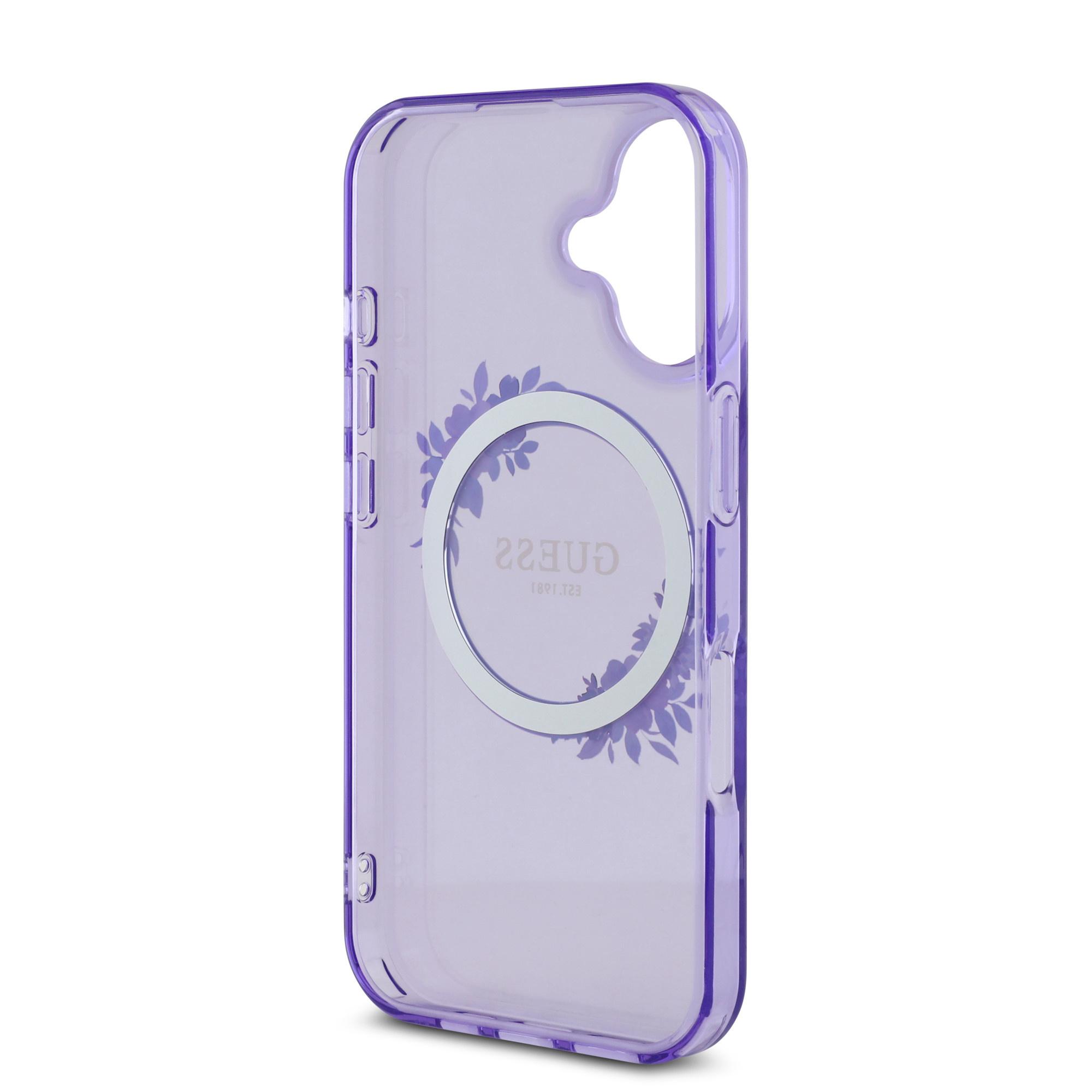 GUESS iPhone 16 hoesje Magsafe IML Flowers - Paars - detail 4