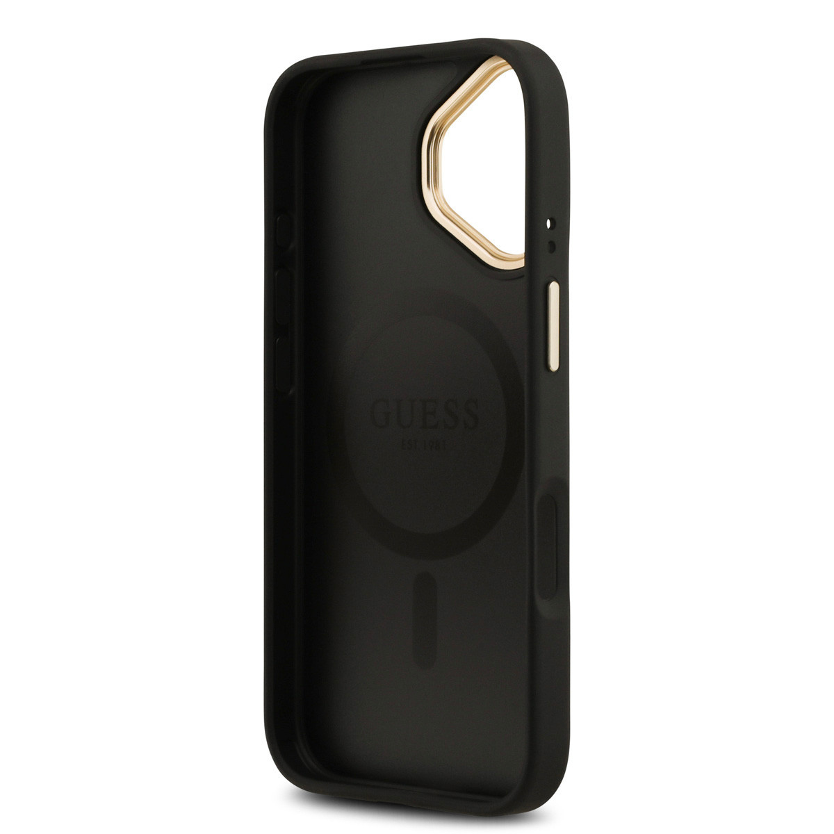 GUESS iPhone 16 hoesje - HC Magsafe 4G PU With Classic - Zwart - detail 6