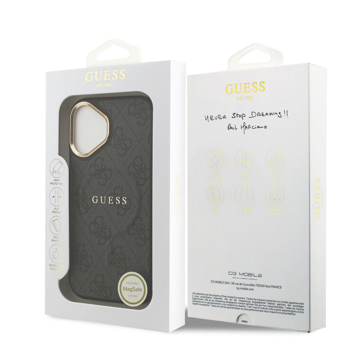 GUESS iPhone 16 hoesje - HC Magsafe 4G PU With Classic - Zwart - detail 7