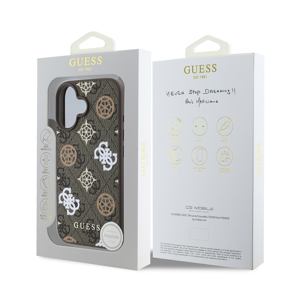 GUESS iPhone 16 hoesje Magsafe PU peony - Bruin - detail 7