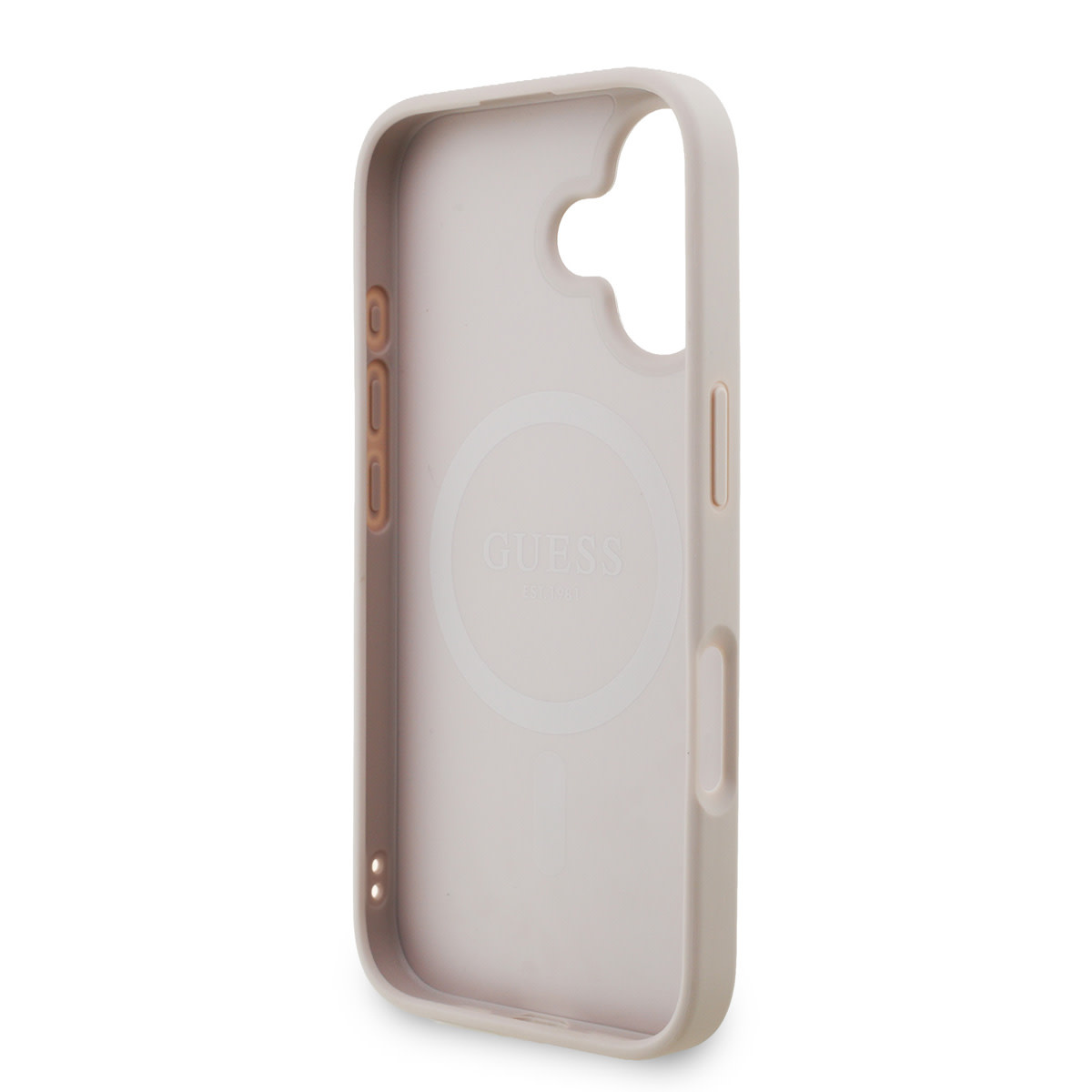 GUESS iPhone 16 hoesje - MagSafe - 4G Triangle Logo With Strap - Roze - detail 6