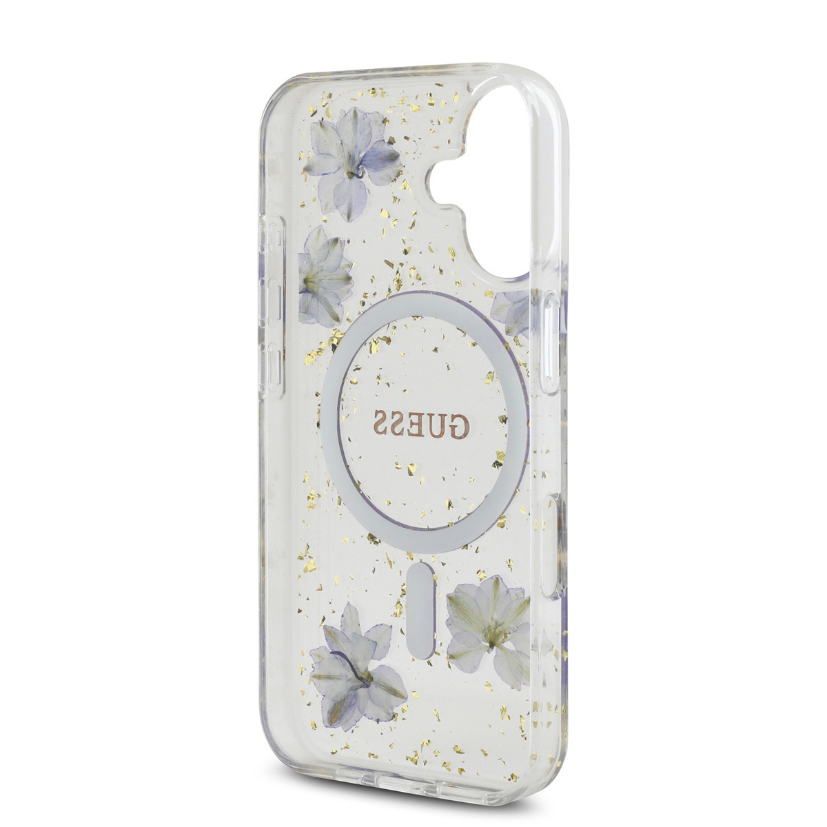 GUESS iPhone 16 hoesje - Magsafe - Resin Flowers Design - Paars - detail 10